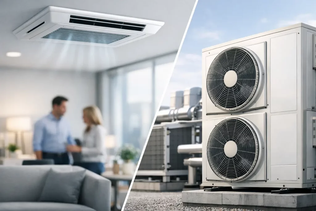 מה זה מזגן VRF - המחשה למערכת מיזוג VRF לעסקים ולבתים